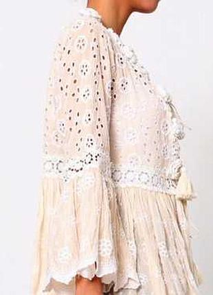 Блузка женская ажурный бежевый хлопок couture.