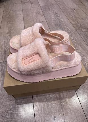 Жіночі пухнасті босоніжки ugg  оригінал! ніжно рожевого персикового кольору