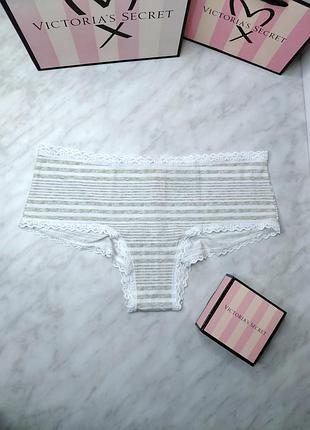 Хлопковые трусики cheeky с кружевной отделкой. the lacie. victoria’s secret. оригинал 🇺🇸