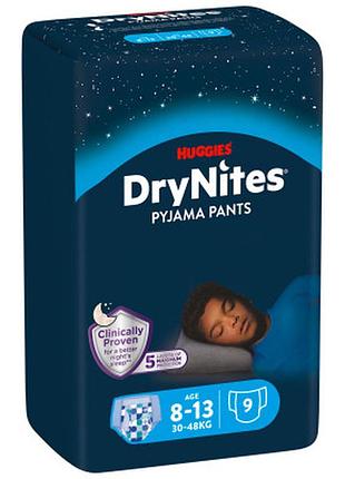 Подгузники huggies drynites для мальчиков 8-13 лет 9 шт (5029053527598)