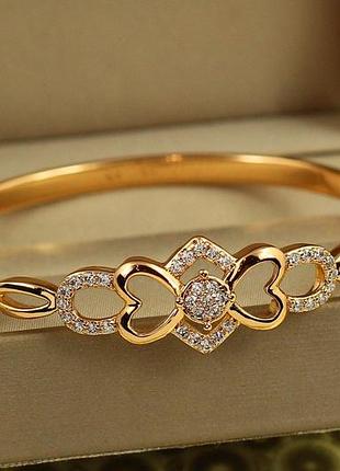 Браслет бэнгл xuping jewelry сияние сердцекрая на руку от 16 см до 18 см золотистый love-shopping