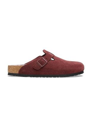 Замшевые сабо (клоги) в стиле birkenstock boston - цвет бордо