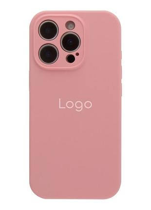 Чехол silicone case full с защитой камеры для iphone 16 pro light pink