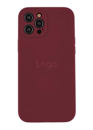 Чехол silicone case full с защитой камеры для iphone 12 pro plum