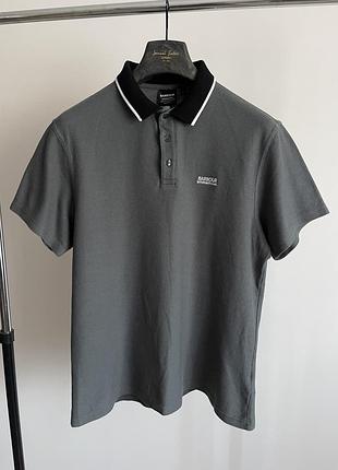 Футболка-поло barbour international tailored fit l сіра