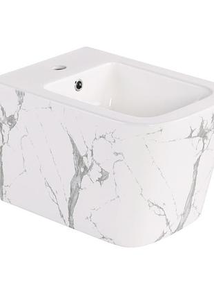 Биде подвесное qtap tern 520x350x330 мм, marble qt17551303gmr
