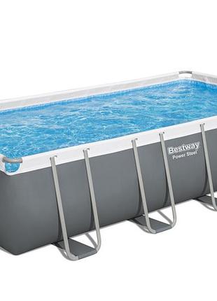 Басейн каркасний прямокутний у комплекті bestway 4.12m x 2.01m x 1.22m (2 006 л/год, драбина) (56456)