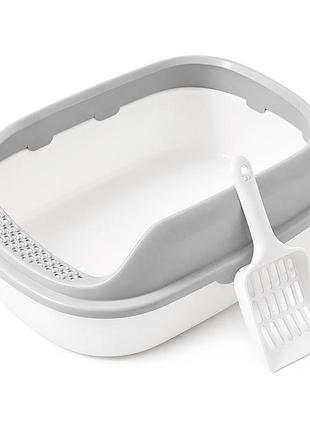 Туалет для кошек с лопаткой taotaopets 226611 gray