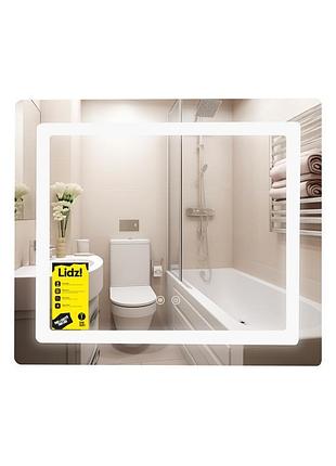 Дзеркало lidz kubis (ku2) 700х600 з led-підсвіткою touch, з антизапотіванням, з димером, рег. яскравості ldku60070049286