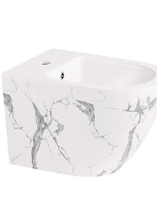 Биде подвесное qtap robin 515x370x350 мм, marble qt13551381gmr