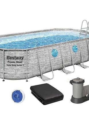 Каркасный бассейн bestway 56716, 549 х 274 х 122 см (5 678 л/ч, дозатор, лестница, тент) (56716)