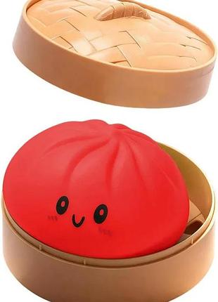 Игрушка 10 см большой сквиш червоний пельмень dumpling, mystery dumpring, squishies dumpling