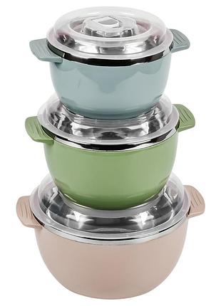 Набор мисок с крышками salad bowl из нержавеющей стали 6 предметов (r93663)
