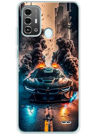 Чехол силиконовый с картинкой на zte blade a53 pro (машина bmw i8)