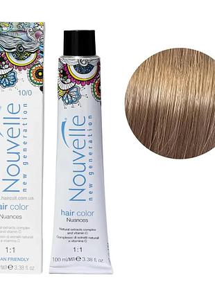 Фарба для волосся nouvelle hair color 10/0 теплий натуральний платиновий блонд 100 мл