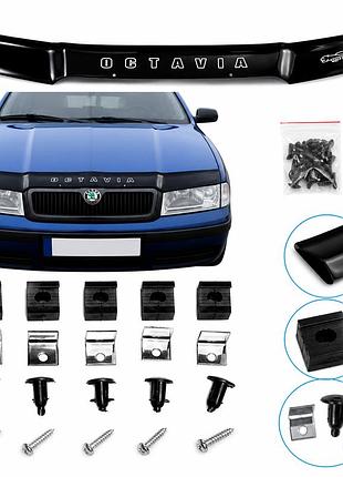 Дефлектор капота (мухобойка) vip tuning skoda octavia tour 1998–2012 (евро крепление)