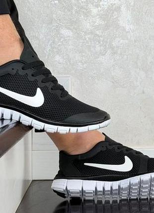 Р.41-46 кроссовки nike free run 3.0 v2 черно/белые ks 12700