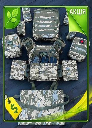 Плитоноска швидкого скидання gen.9 з підсумками та карематом піксель 8 літрів тактична військова 40х29 с ve-33