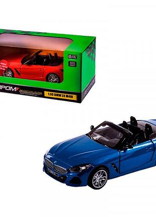 Машинка автопром bmw z4 m40i 1:30 металлическая со светом и звуком. 68412_blue