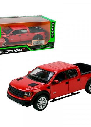 Машинка автопром ford f-150 svt raptor 1:34 металлическая со светом и звуком. 68363_red