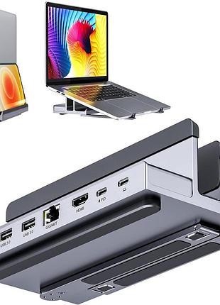 Quuge usb c dock 8в1 док станція підставка hdmi 4k 60hz ethernet 100w pd для ноутбука macbook