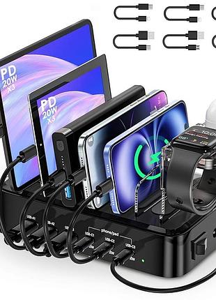 Зарядная станция dgoq0098-sy90w 90w на 6 портов usb-c usb-a зарядный хаб 90 вт зарядка для телефона