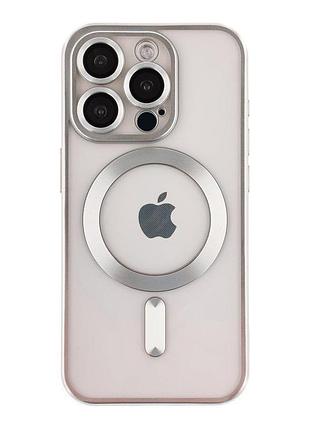 Чохол tpu metallic chrome full camera with magsafe для iphone 12 pro chrome silver
