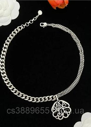 Кольє олександр маккуїн mcqueen flower chain necklace silver люкс якість