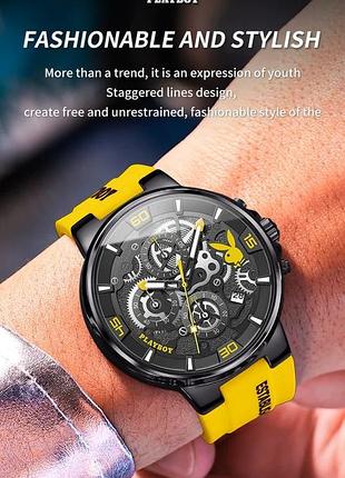 Playboy luxury original watch for men — стильные кварцевые часы с силиконовым ремешком мужские и женские часы