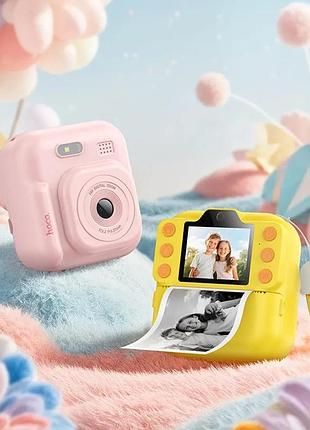 Дитячий фотоапарат з термодруком hoco dv211 dual camera children printing camera жовтий