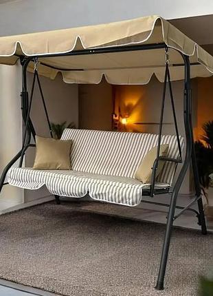 Садовая качеля idealgarden mas-4003a 3-х местные бежевый , садовая гойдалка усиленная
