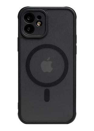 Чехол tpu+pc anti drop full camera with magsafe для iphone 12 black