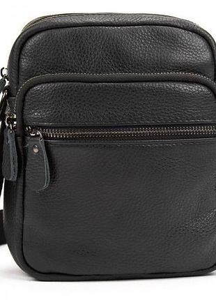 Мужская кожаная сумка планшетка tiding bag черная