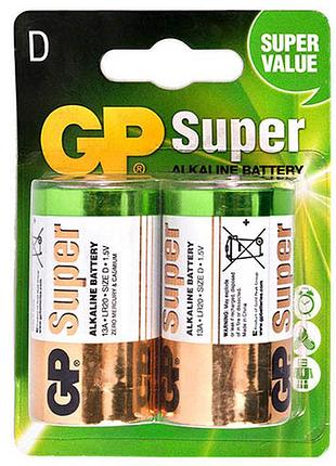 Батарейка gp super alkaline 1.5v 13a-u2 щелочная, lr20, d, блистер