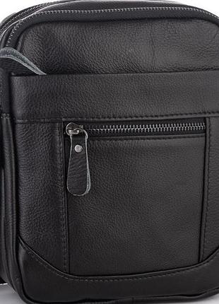 Мужская сумка из натуральной кожи tiding bag черная