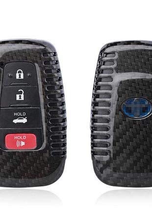 Карбоновый чехол для ключа toyota camry avensis land cruiser hilux corolla tundra rav4 sequoia highlander черный