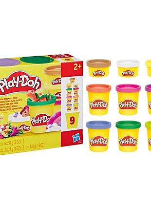 Набір пластиліну для ліплення play-doh, 9 штук, яскрава веселка