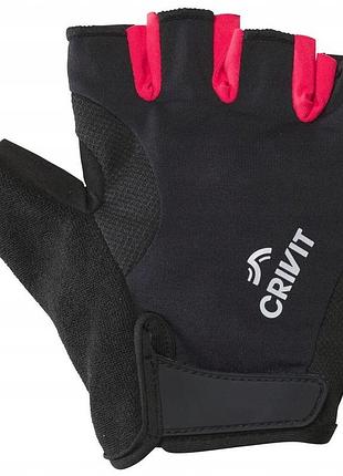 Велосипедные перчатки с гелевыми вставками crivit черные с розовым