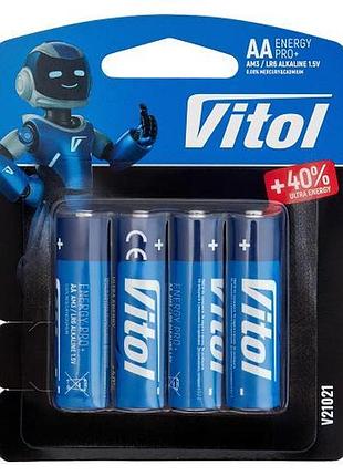 Батарейка vitol v21021 блистер щелочная lr06 aa (4/48 шт)
