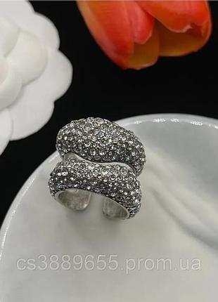 Кільце олександр маккуїн crystal curve ring silver люкс якість