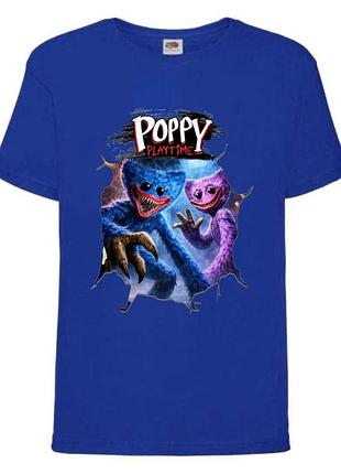 Футболка поппи плейтайм (poppy playtime - 07) синяя, 104-116-128-140-152-164 размер
