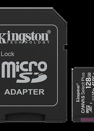 Карта памяти kingston microsd 128gb c10 uhs-i a1 v10 r150mb/s + sd