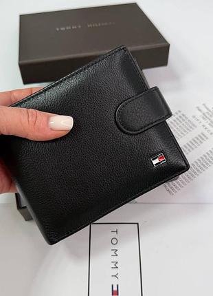 Кошелек tommy hilfiger, мужской кожаный кошелек томми хелфигер, портмоне черного цвета