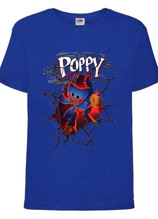 Футболка поппи плейтайм (poppy playtime - 09) синяя, 104-116-128-140-152-164 размер