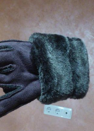 Перчатки зимние кожаные замшевые мужские рукавички шкіряні замшеві чоловічі matalan🧤5 фото