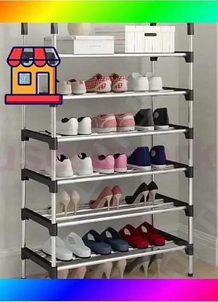 Bs полиця-стійка органайзер best mix для взуття на 6 полиць shoe rack tw555 чорна bas77/n