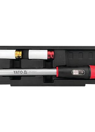 Ключ динамометрический к колесным болтам yato 1/2", f=40-220 нм, l=515 мм с головками, 4 эл