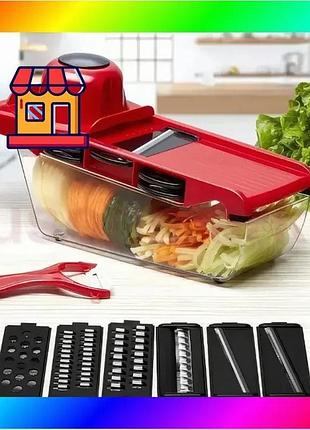 Bs овощерезка с резервуаром best mix и насадками mandoline slicer 6в1 измельчитель для овощей и фрукто bas77/n