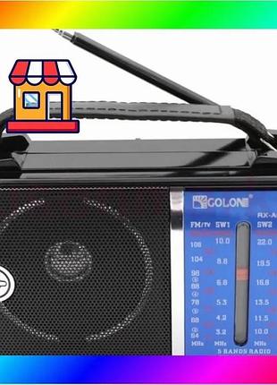 Bs портативный радио приемник best mix golon rx-a06 ac от сети 220в чёрный с синим bas77/n