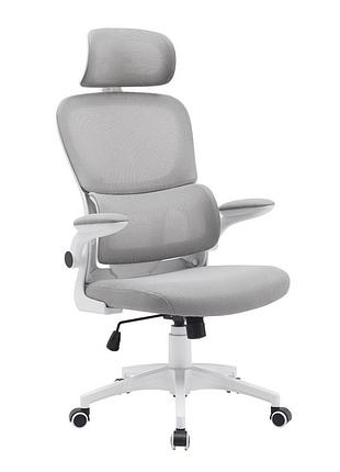 Кресло офисное torso light grey (светло-серый) - эргономичное, с сетчатой спинкой и регулируемым подголовником